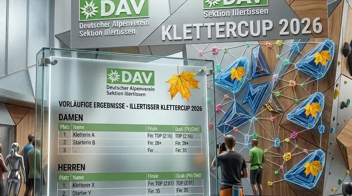 KI generier: Ergebnisliste Klettercup 2026 | © DAV Illertissen (KI generiert)